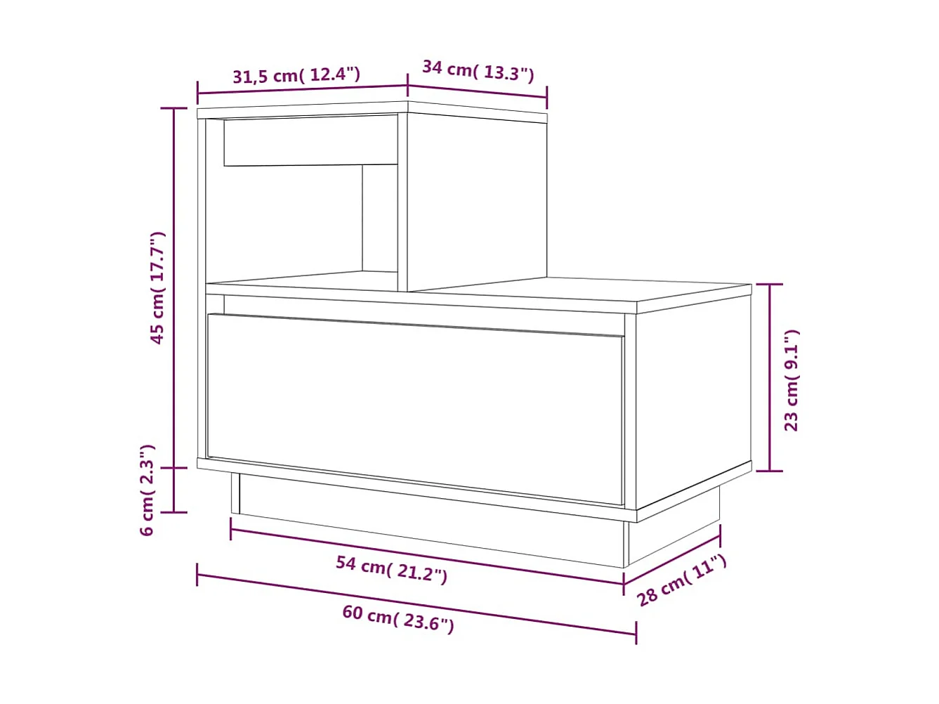 Nachttische 2 Stk. Grau 60x34x51 cm Massives Kiefernholz