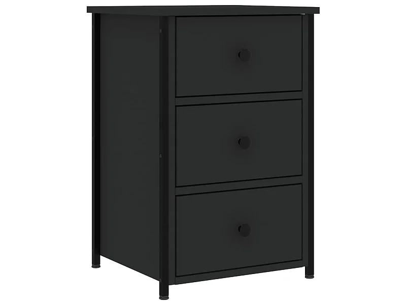 Mesita de noche negra 40x36x60 cm de madera contrachapada