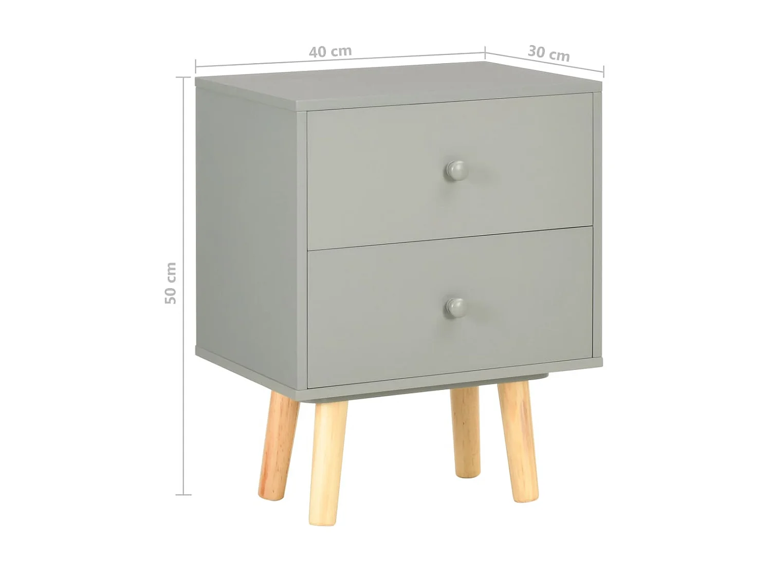 Mesas de cabeceira 2 unidades cinza 40 x 30 x 50 cm Pinho maciço