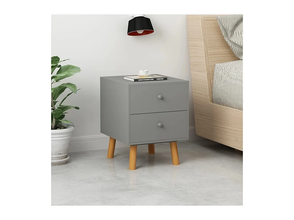 Tables de chevet 2 pcs Gris 40 x 30 x 50 cm Pin massif