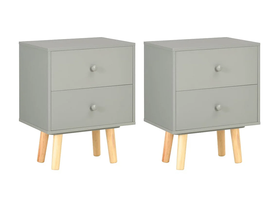Tables de chevet 2 pcs Gris 40 x 30 x 50 cm Pin massif