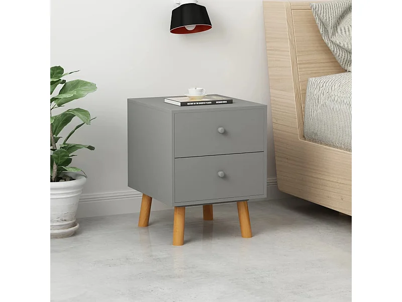 Tables de chevet 2 pcs Gris 40 x 30 x 50 cm Pin massif