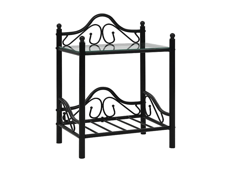 Table de chevet 2 pcs Acier et verre trempé 45x30,5x60 cm Noir