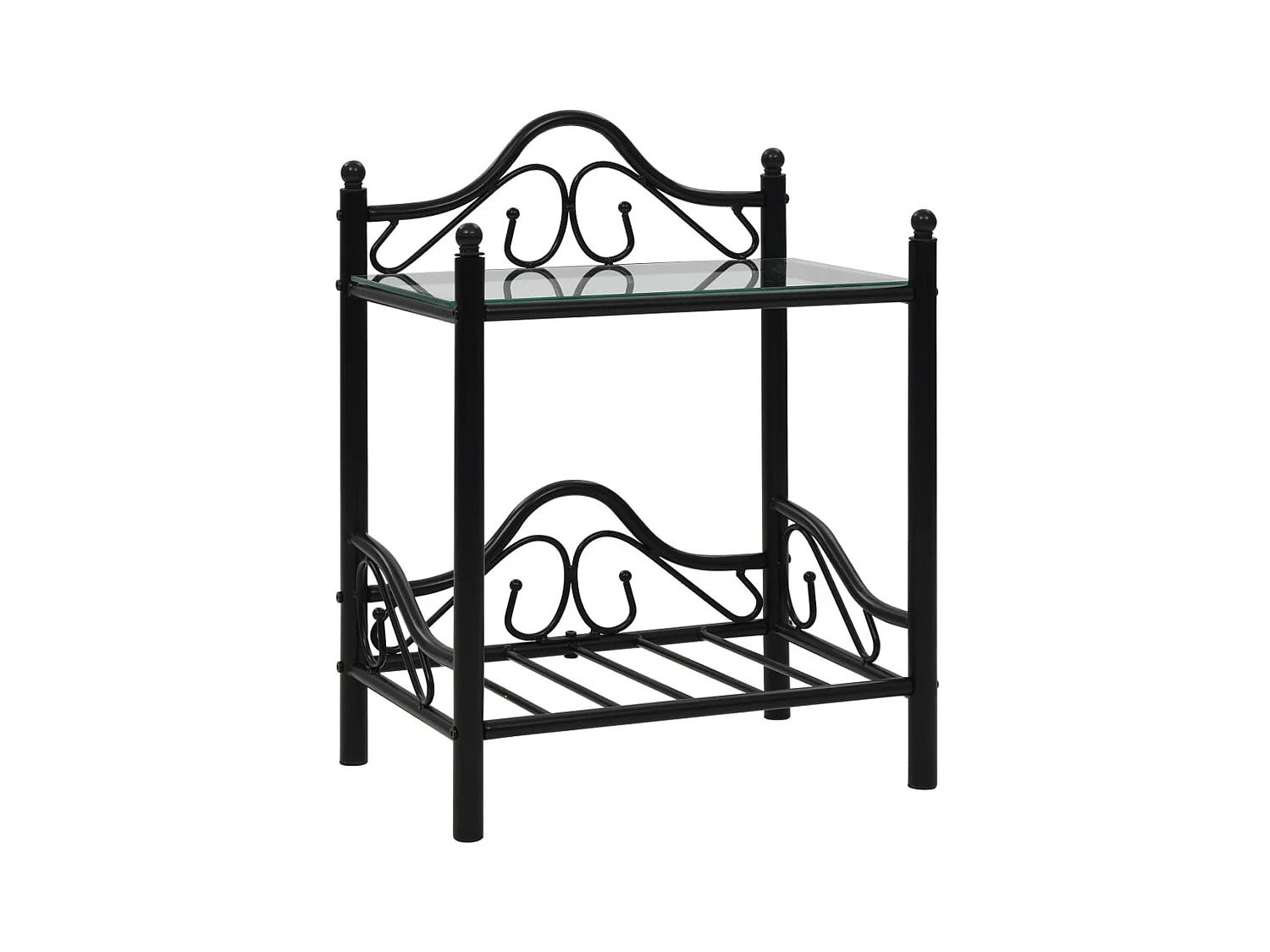 Table de chevet 2 pcs Acier et verre trempé 45x30,5x60 cm Noir