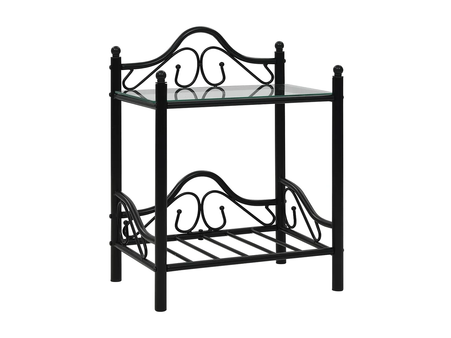 Nachttisch 2 Stk. Stahl und gehärtetes Glas 45x30,5x60 cm Schwarz