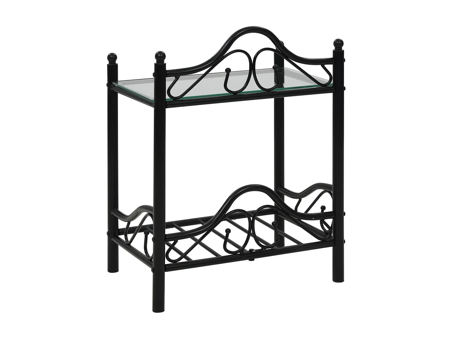 Nachttisch 2 Stk. Stahl und gehärtetes Glas 45x30,5x60 cm Schwarz