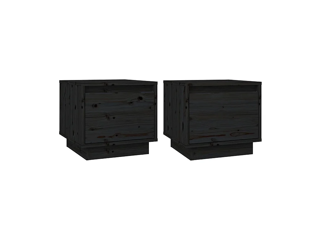 Comodini 2 pz Nero 35x34x32 cm Legno di pino massiccio
