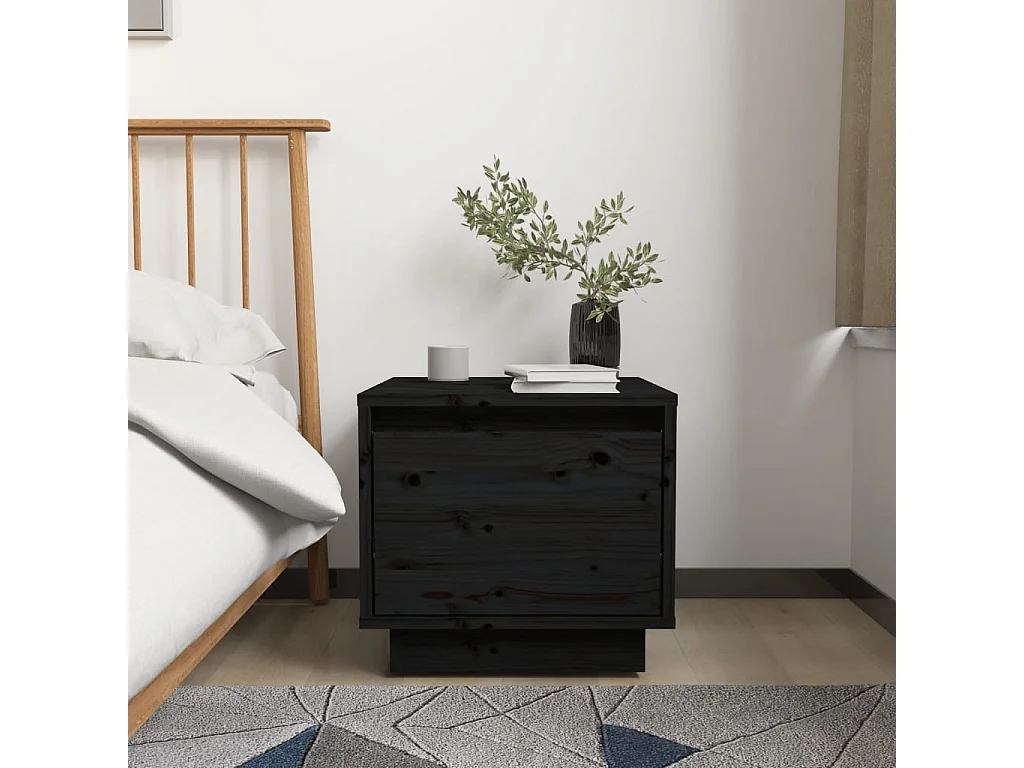 Tables de chevet 2 pcs Noir 35x34x32 cm Bois de pin solide