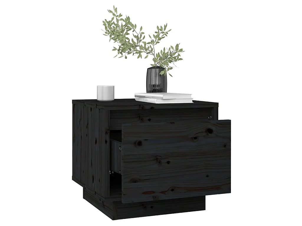 Tables de chevet 2 pcs Noir 35x34x32 cm Bois de pin solide