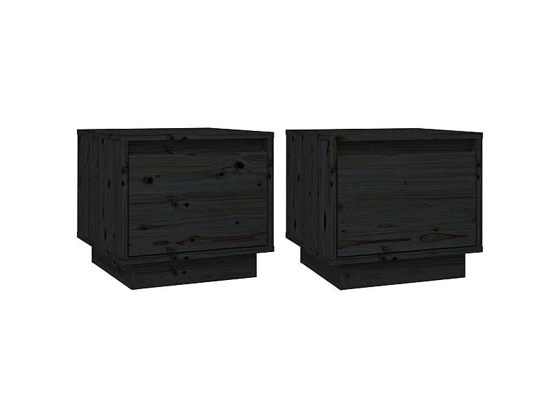 Nachtkastjes 2 stuks Zwart 35x34x32 cm Massief grenenhout