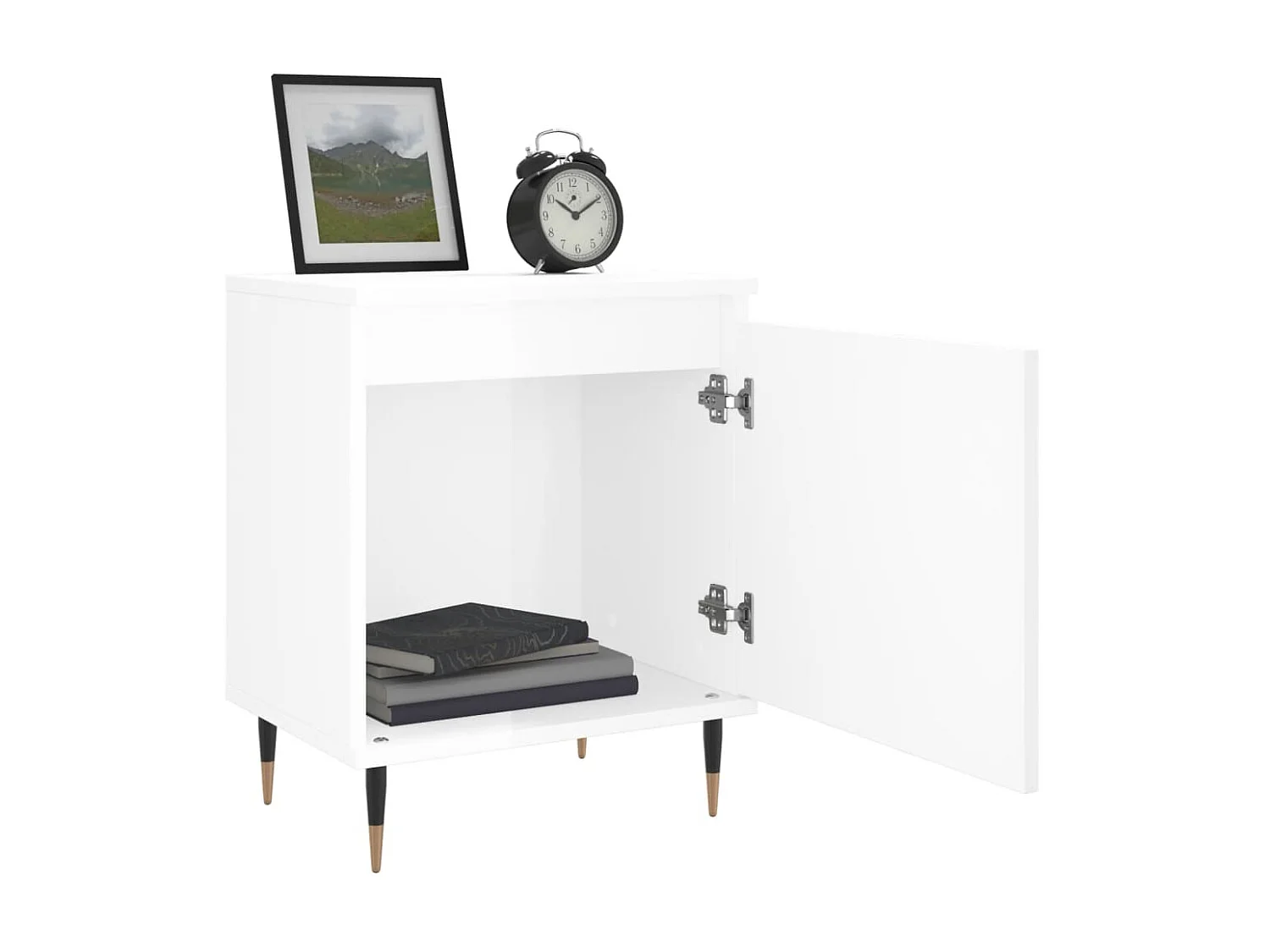 Table de chevet blanc brillant 40x30x50 cm bois d’ingénierie