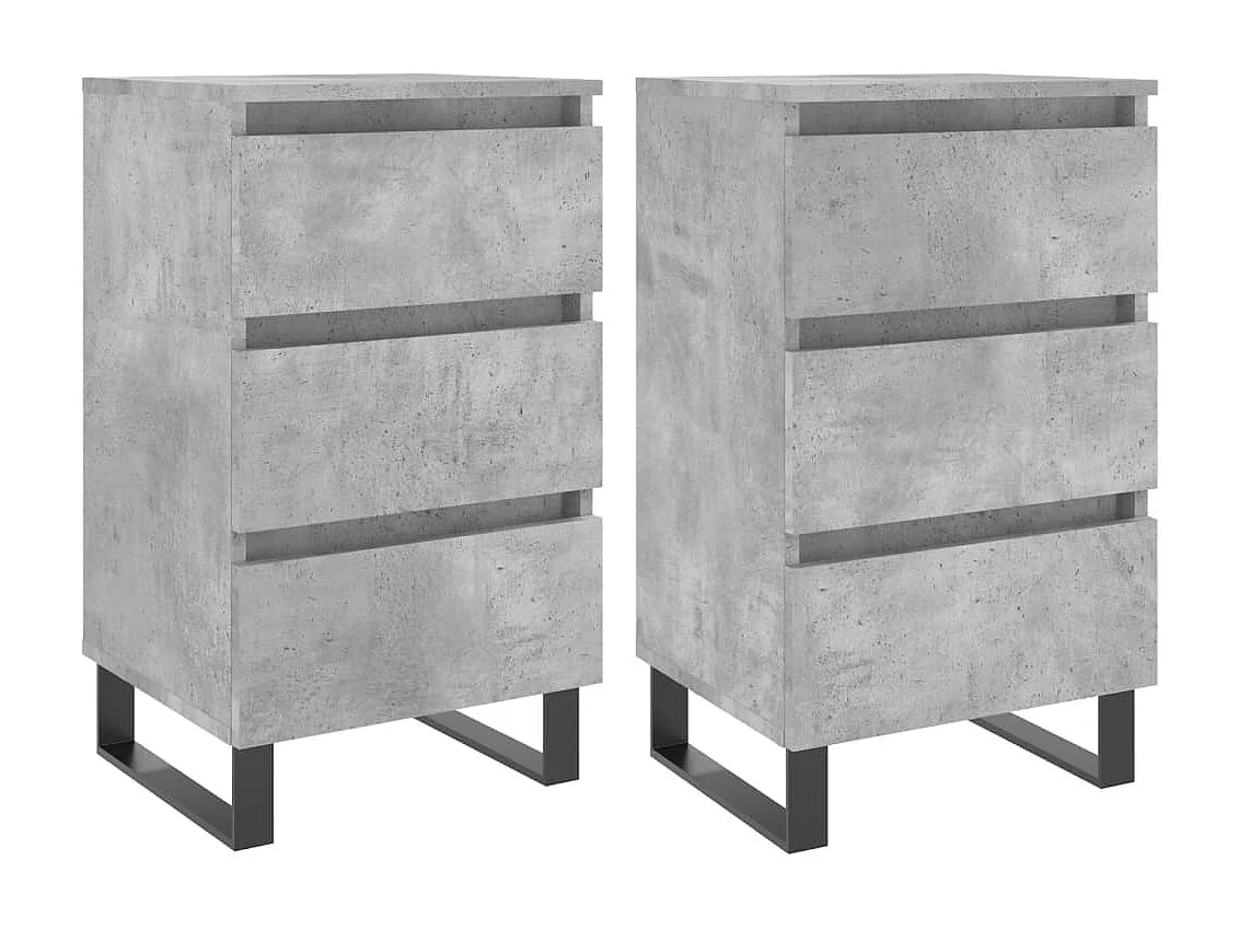 Comodini 2 pezzi grigio cemento 40x35x69 cm in multistrato