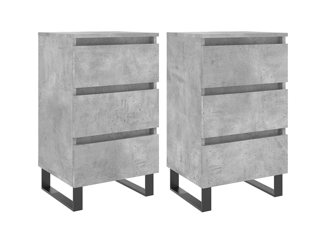 Comodini 2 pezzi grigio cemento 40x35x69 cm in multistrato