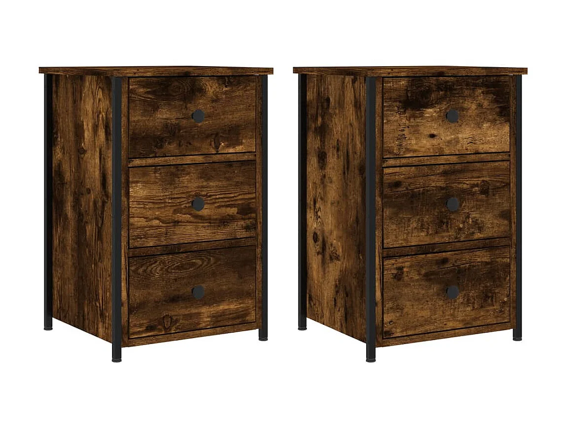 Tables de chevet 2 pcs chêne fumé 40x36x60 cm bois d’ingénierie