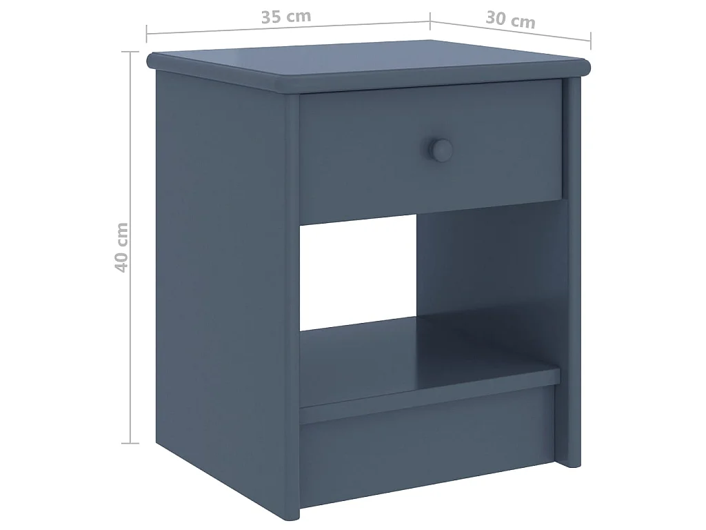 Comodino Grigio chiaro 35x30x40 cm Legno di pino massiccio