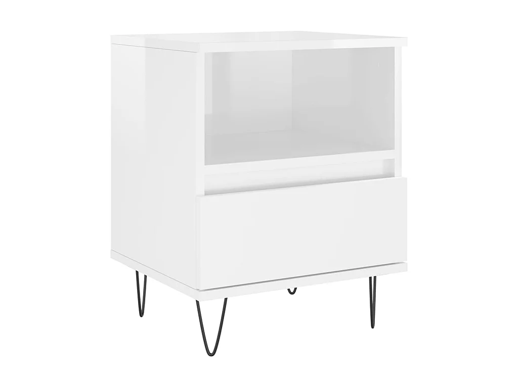 Comodino Bianco lucido 40x35x50 cm MDF