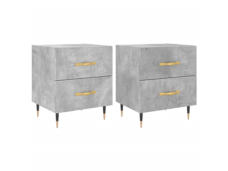 Tables de chevet 2pcs gris béton 40x35x47,5cm bois d’ingénierie