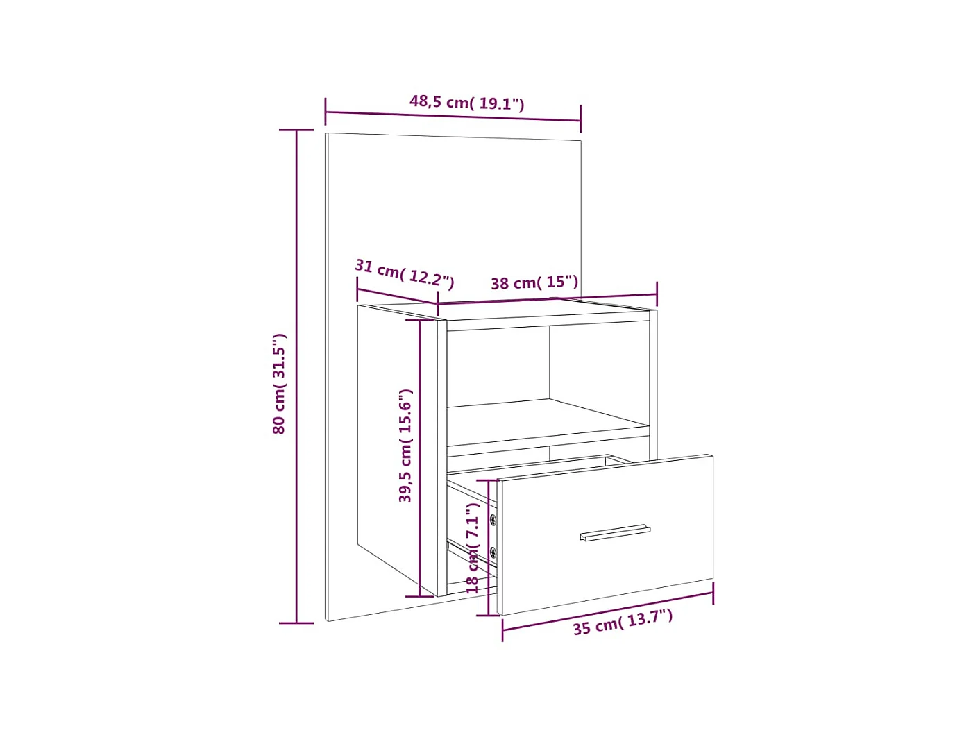 Tables de chevet murales 2 pcs Sonoma gris