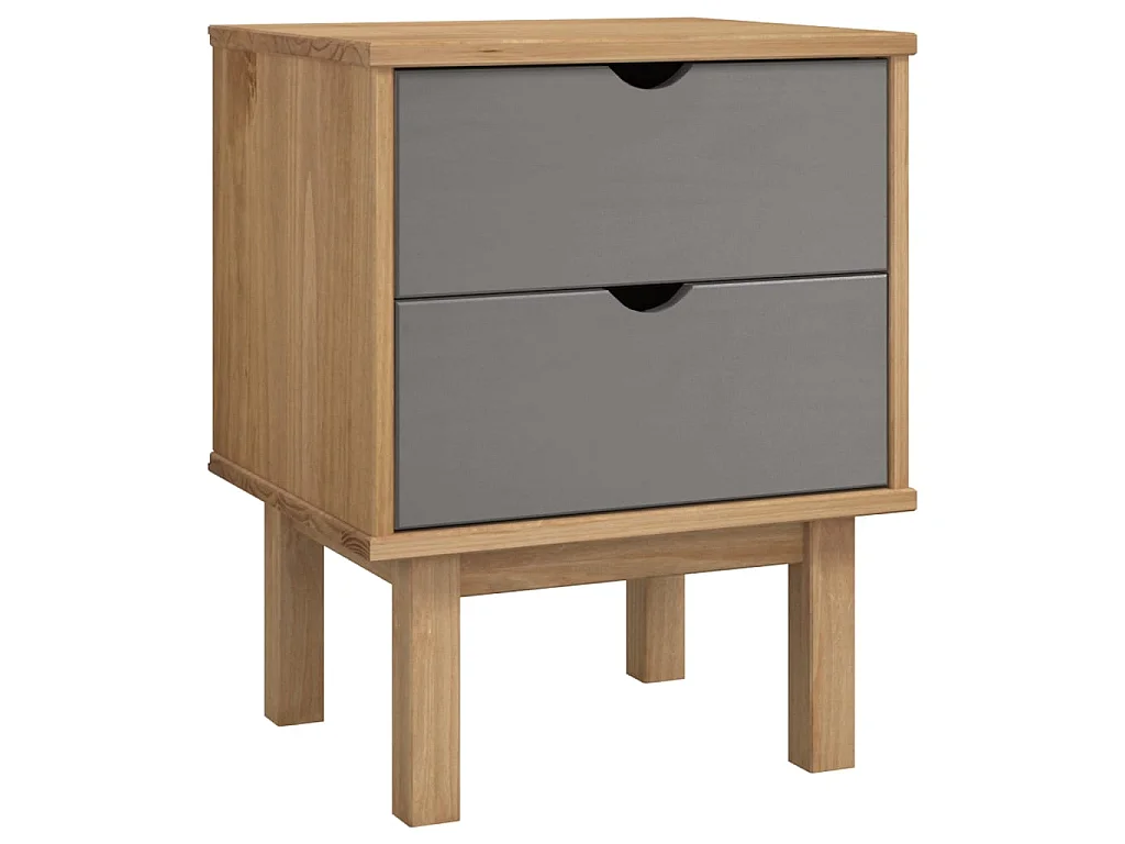 Table de chevet OTTA Marron et gris 46x39,5x57 cm Bois de pin