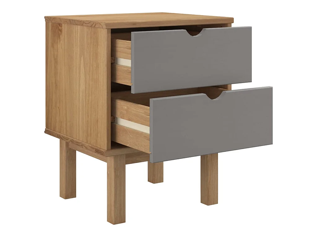 Table de chevet OTTA Marron et gris 46x39,5x57 cm Bois de pin