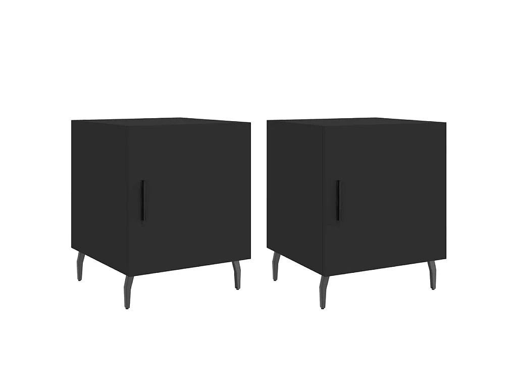 Comodini 2 pezzi neri 40x40x50 cm in derivati del legno