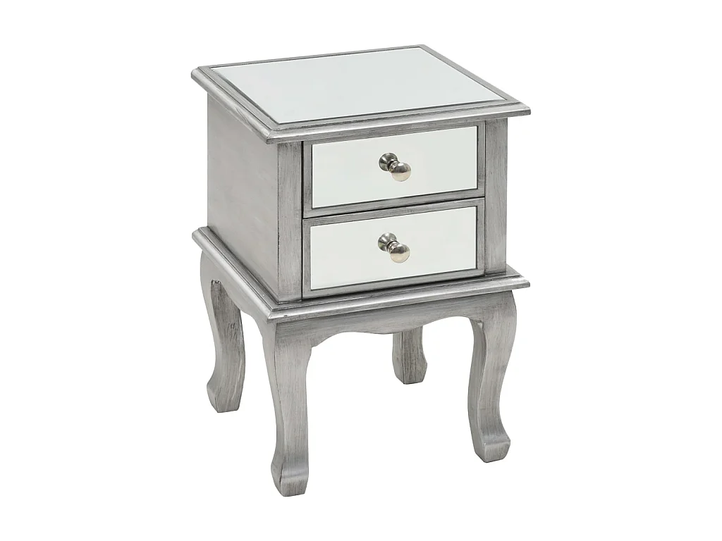 Table de chevet miroir MDF et verre 34,5 x 30 x 50 cm