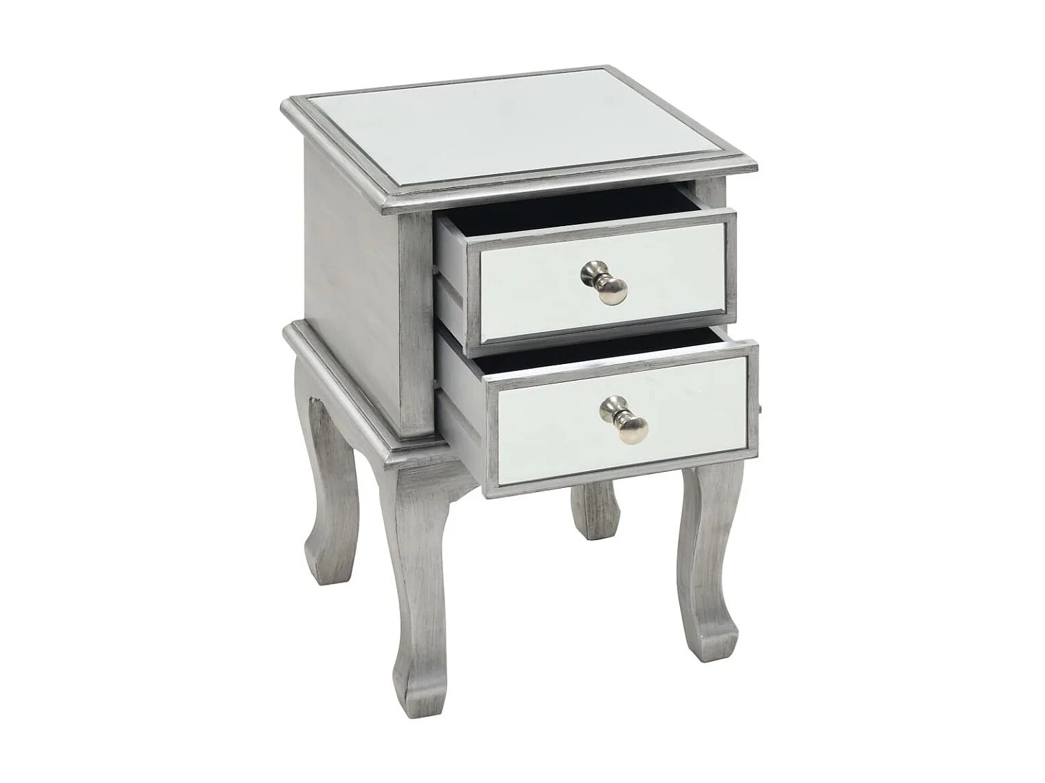 Table de chevet miroir MDF et verre 34,5 x 30 x 50 cm