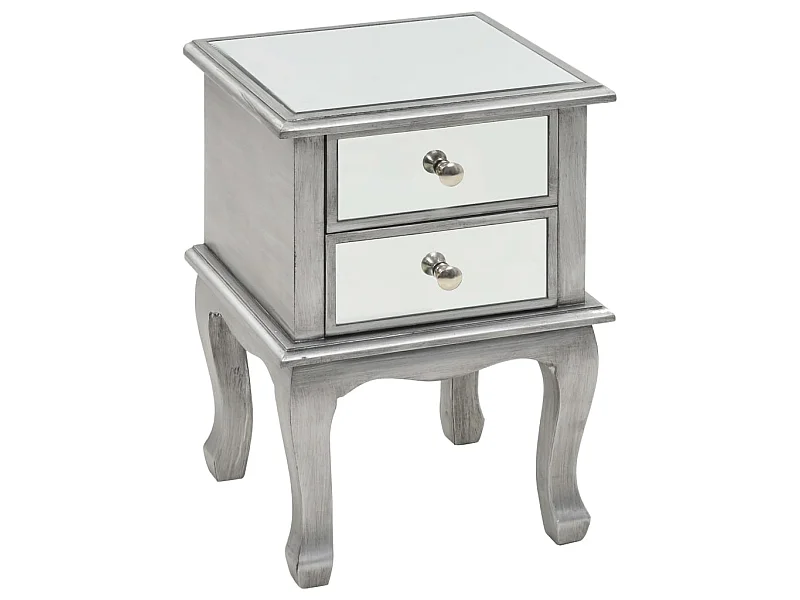 Table de chevet miroir MDF et verre 34,5 x 30 x 50 cm