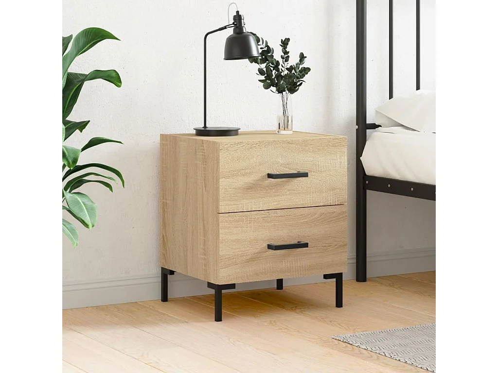 Mesita de noche roble Sonoma 40x35x47,5 cm madera contrachapada