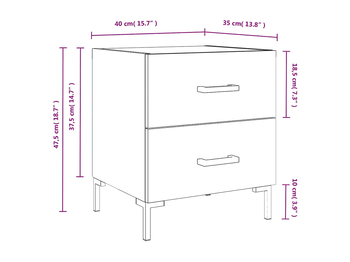 Mesita de noche roble Sonoma 40x35x47,5 cm madera contrachapada