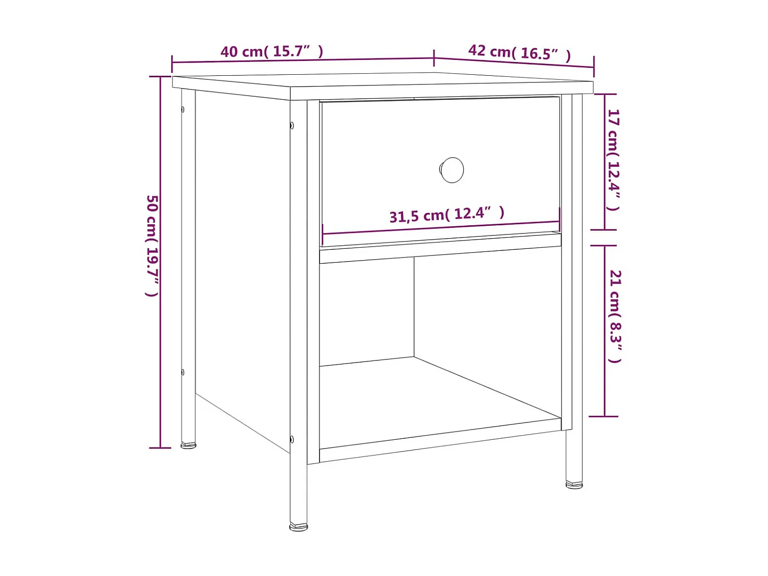 Comodini 2 pezzi in rovere marrone 40x42x50 cm in MDF