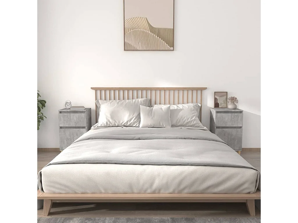 Comodini 2 pz grigio cemento 40x35x70 cm