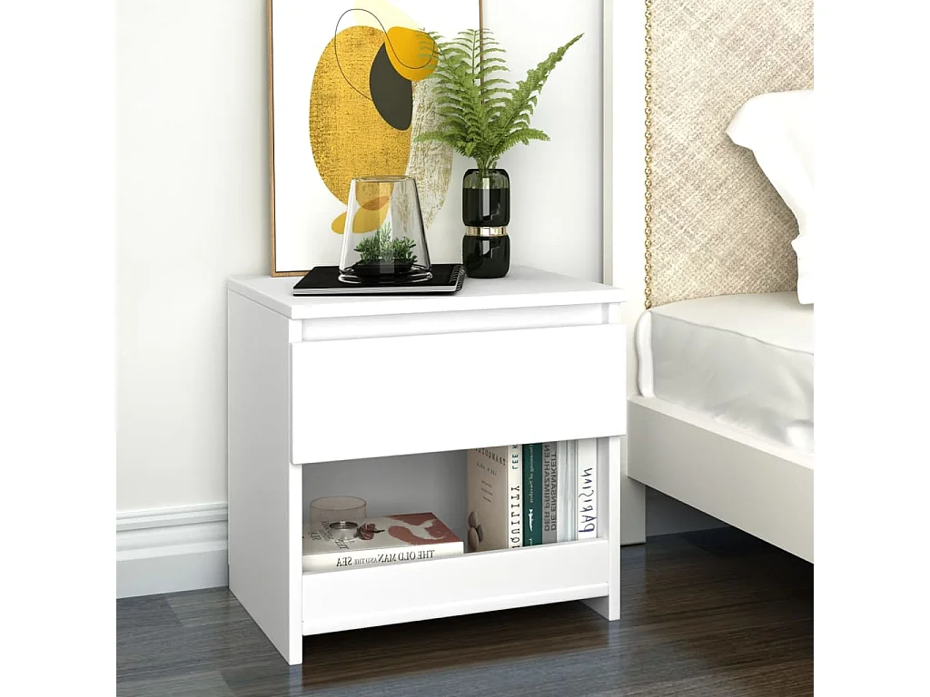 Tables de chevet 2 pcs Blanc 40x30x39 cm Aggloméré