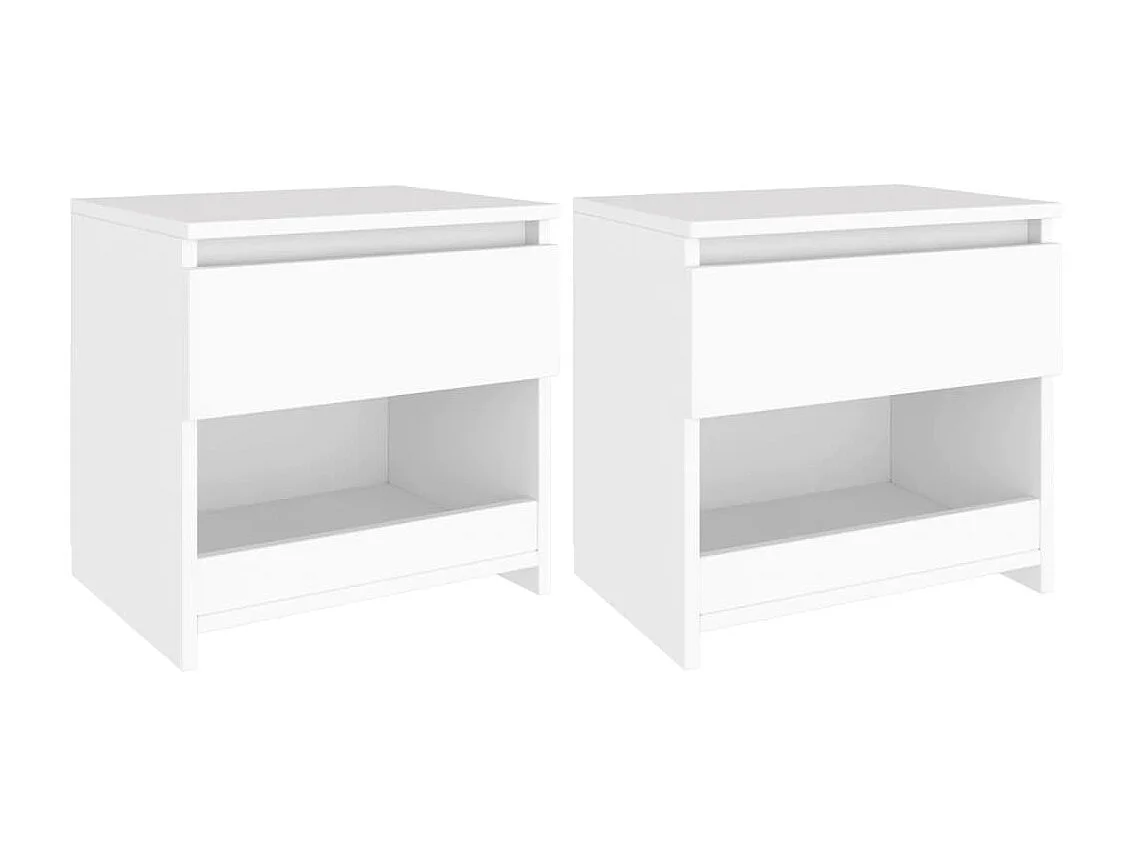 Tables de chevet 2 pcs Blanc 40x30x39 cm Aggloméré