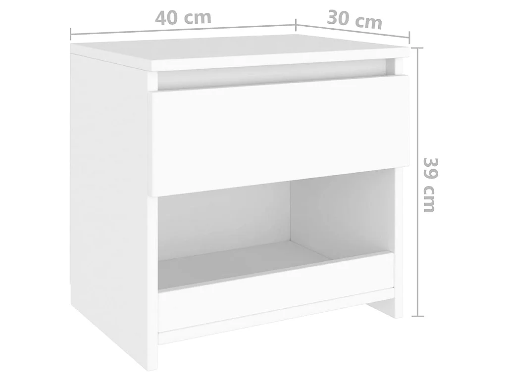 Tables de chevet 2 pcs Blanc 40x30x39 cm Aggloméré