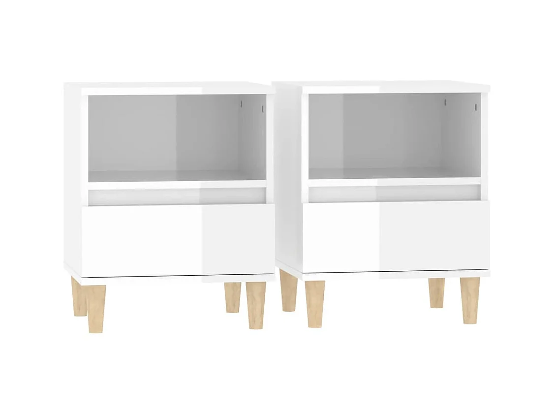 Tables de chevet 2 pcs Blanc brillant 40x35x50 cm