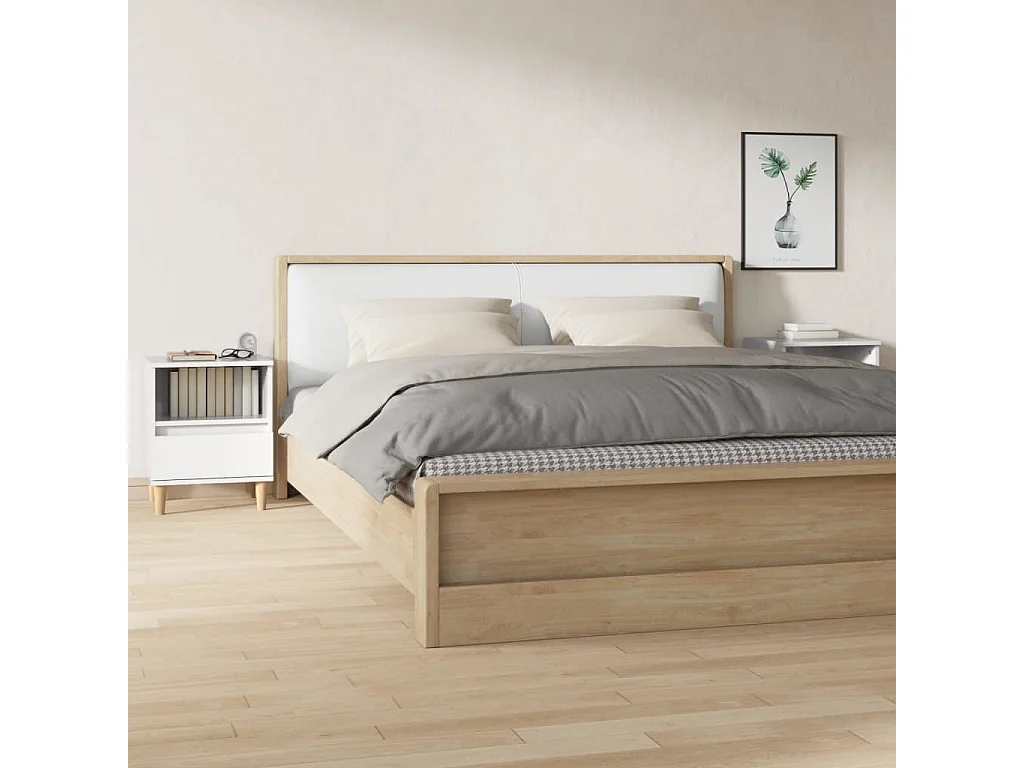 Tables de chevet 2 pcs Blanc brillant 40x35x50 cm