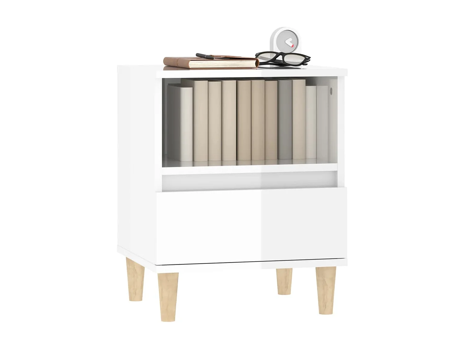 Tables de chevet 2 pcs Blanc brillant 40x35x50 cm