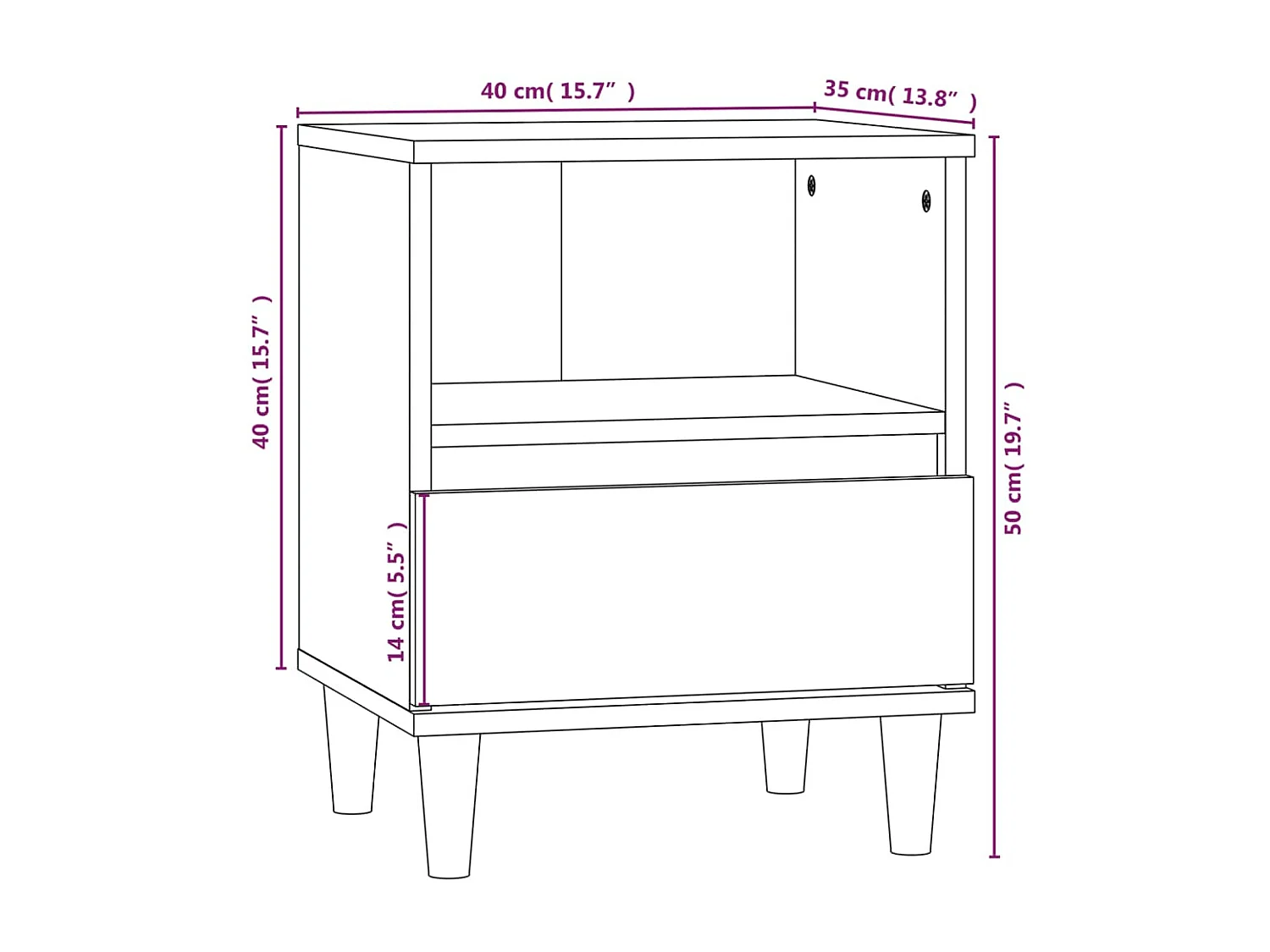 Tables de chevet 2 pcs Blanc brillant 40x35x50 cm