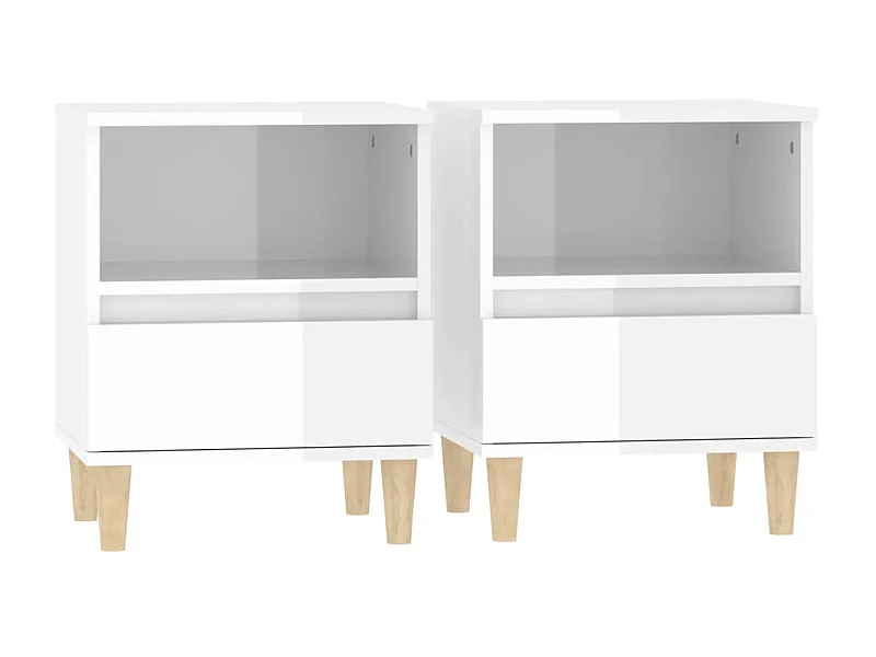 Tables de chevet 2 pcs Blanc brillant 40x35x50 cm