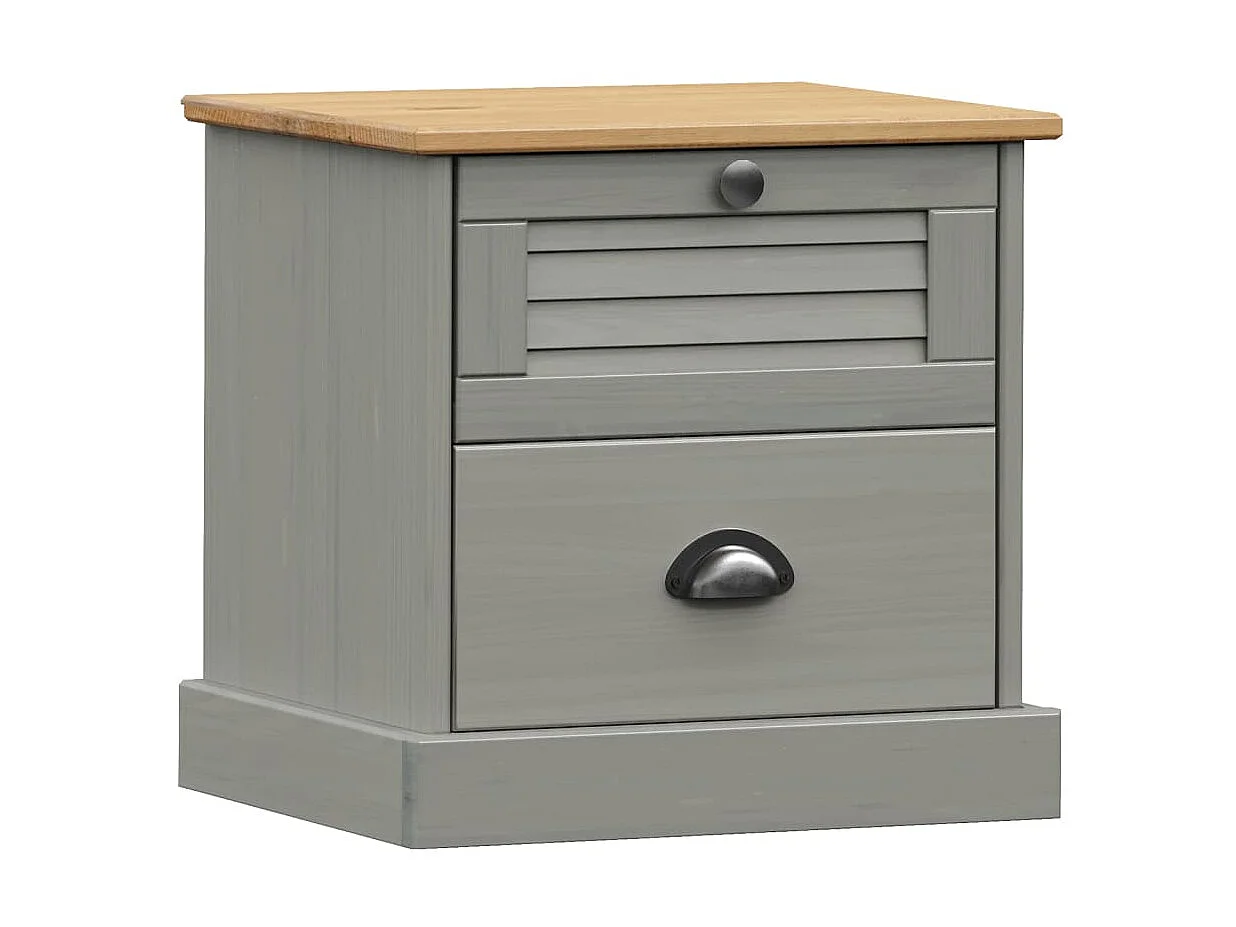 Comodino VIGO grigio 42x35x40 cm in legno massello di pino