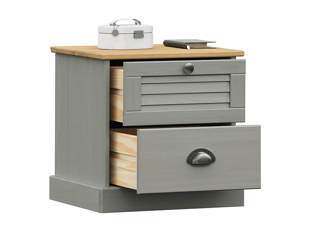 Comodino VIGO grigio 42x35x40 cm in legno massello di pino