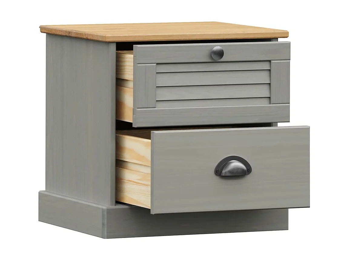 Comodino VIGO grigio 42x35x40 cm in legno massello di pino