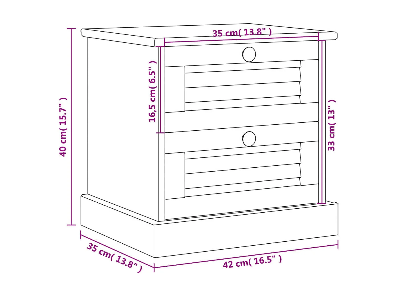 Comodino VIGO grigio 42x35x40 cm in legno massello di pino