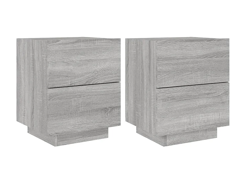 Comodini e luci LED 2 pezzi sonoma grigio