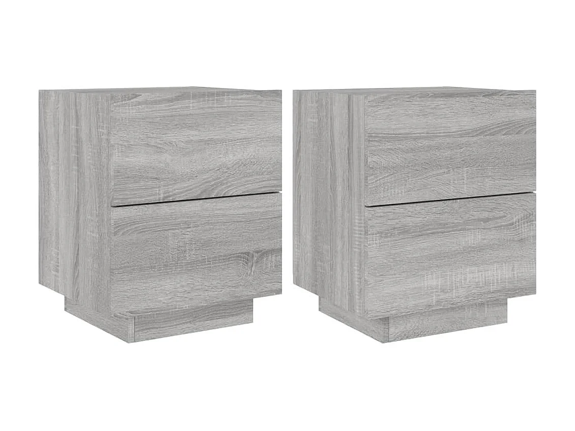Armoires de chevet et lumières LED 2 pcs sonoma gris