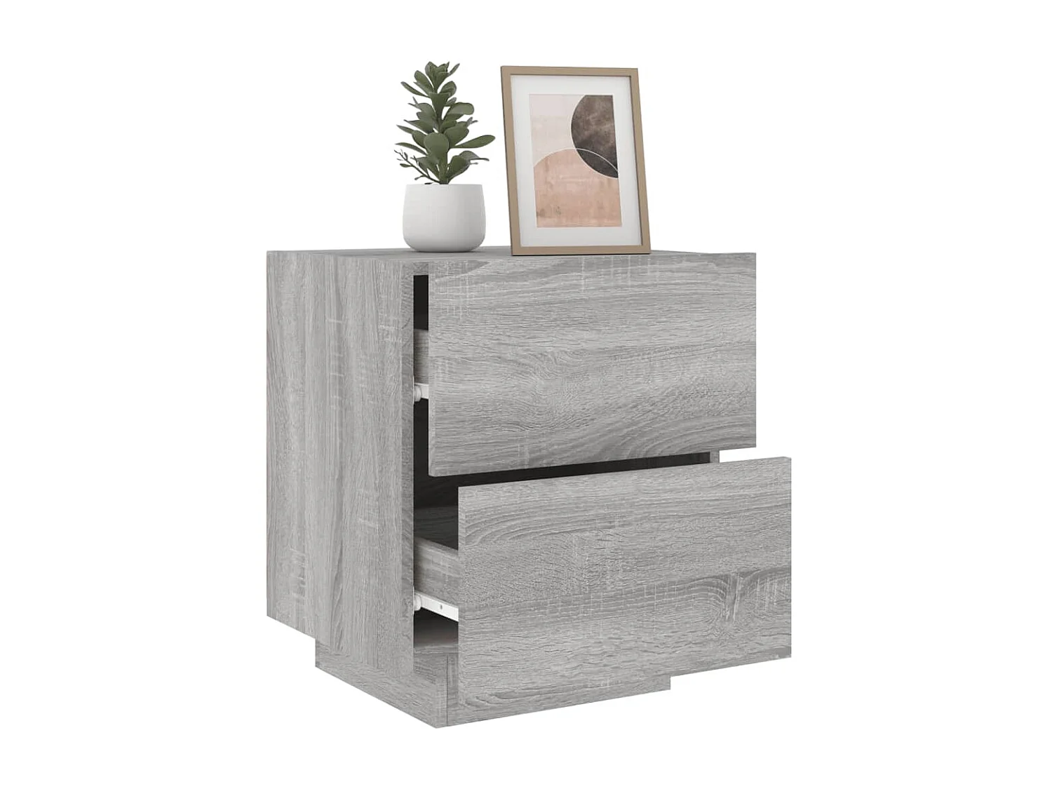 Armoires de chevet et lumières LED 2 pcs sonoma gris