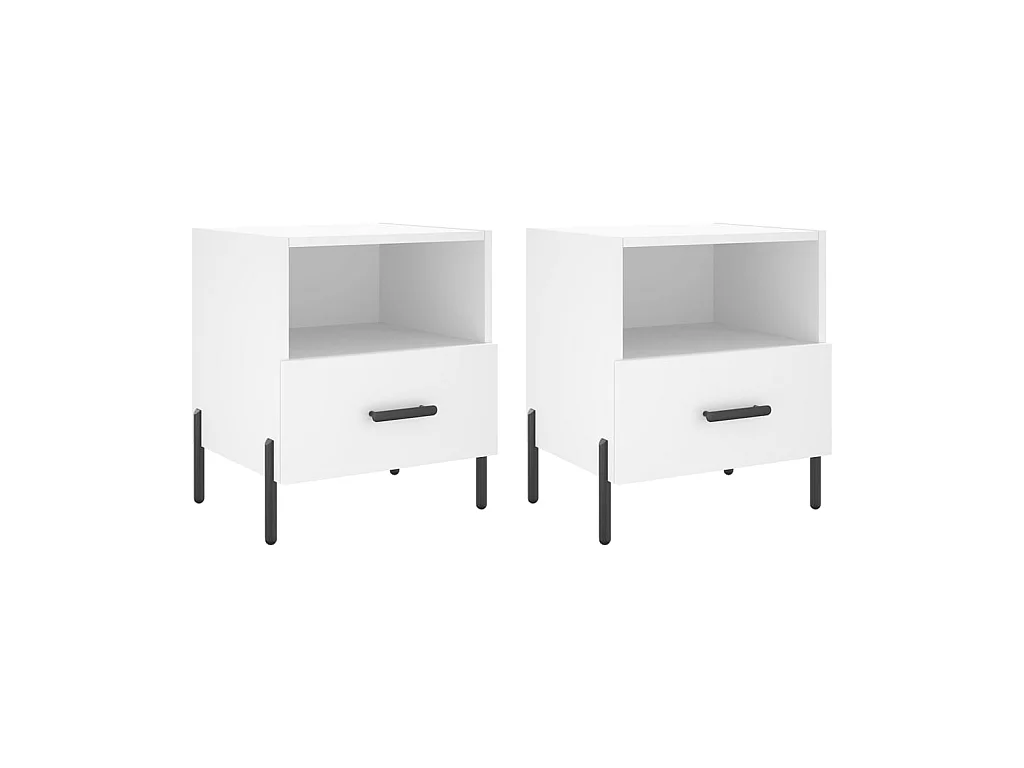 Tables de chevet 2 pcs blanc 40x35x47,5 cm bois d’ingénierie