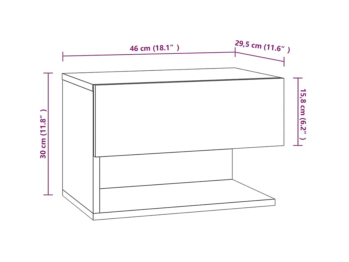 Tables de chevet murales 2 pcs Noir