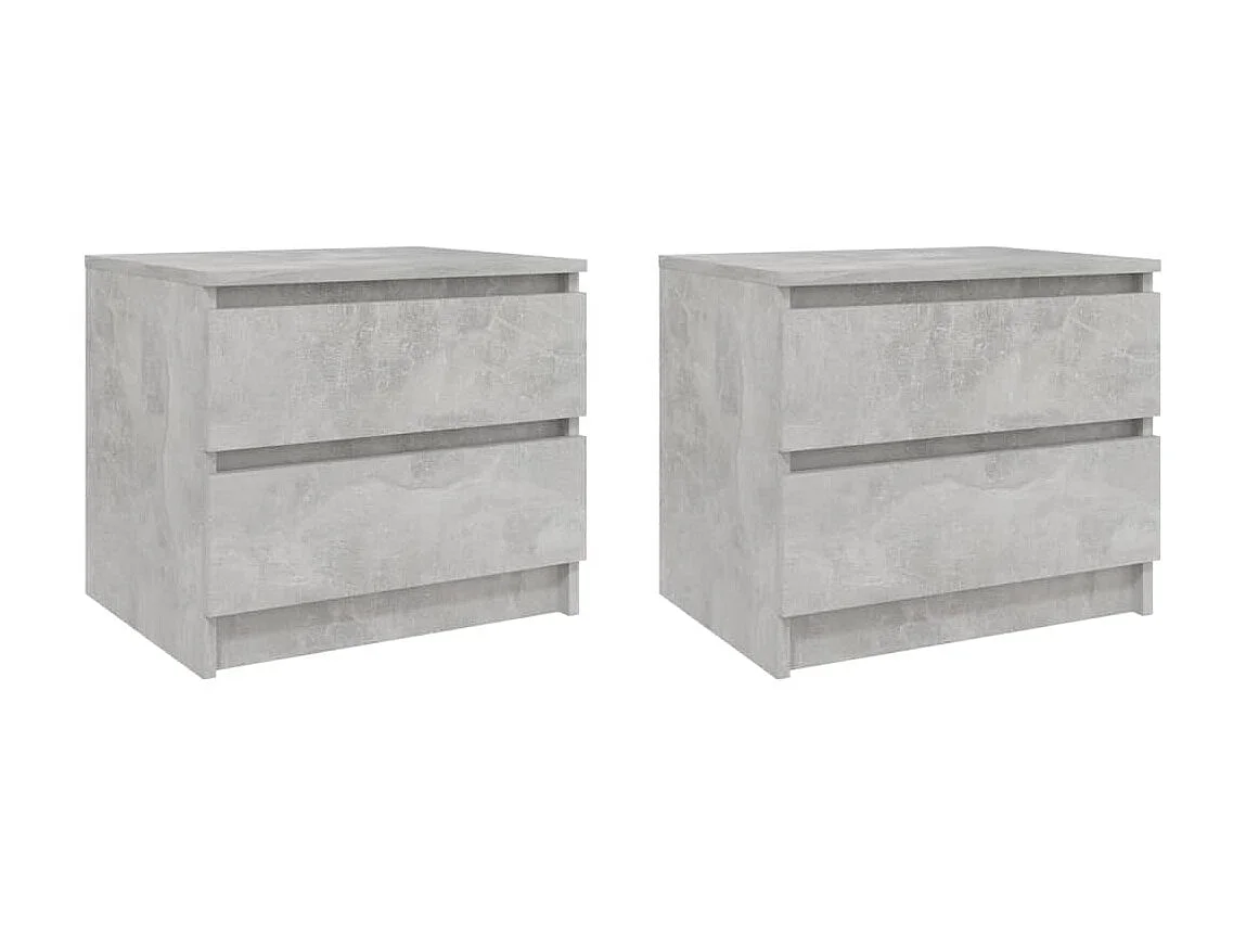 Tables de chevet 2 pcs Gris béton 50x39x43,5 cm Aggloméré